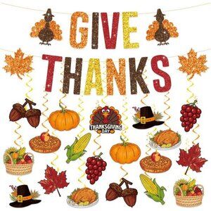 Thanksgiving Decorations, 42 Pcs Pre-Assembled Friendsgiving Party Decor